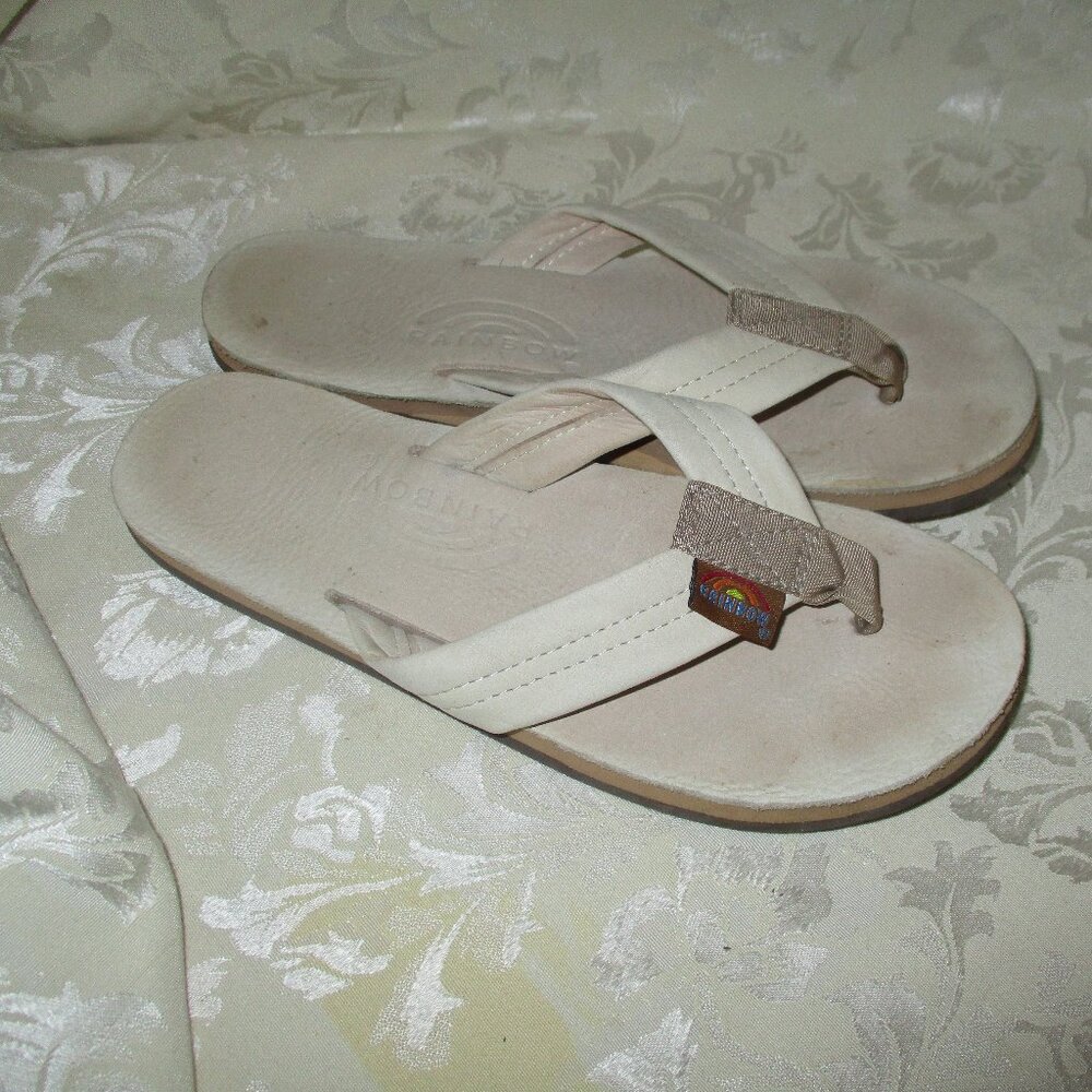 Rainbow Tan Cream Flip Flops Small